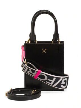 G/FORE METAL TEES BOX CALF LEATHER MINI TOTE BAG ONYX Womens Golf NEW